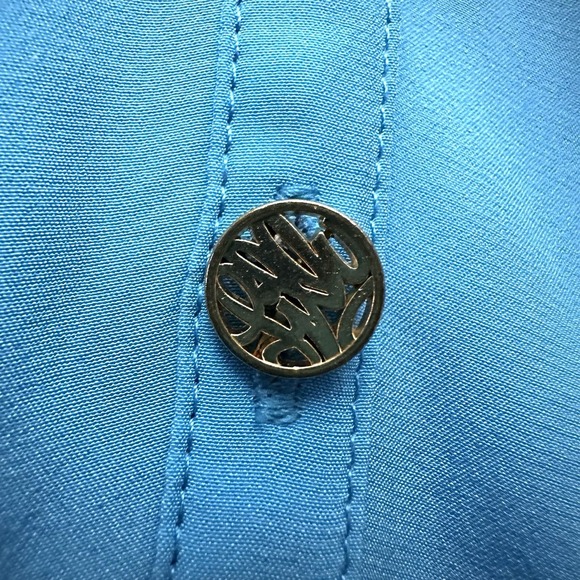 Lilly Pulitzer Medium M Elsa Silk Zanzibar Blue Long Sleeve Blouse Top - Picture 5 of 11